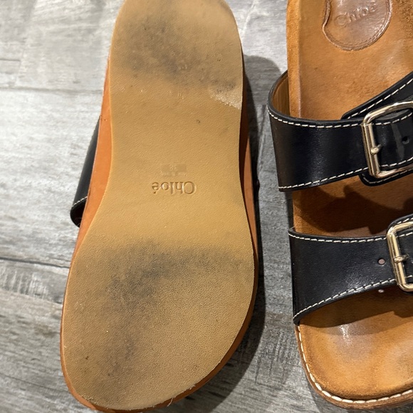 Chloe Black and Tan Buckle Sandals - Picture 3 of 3